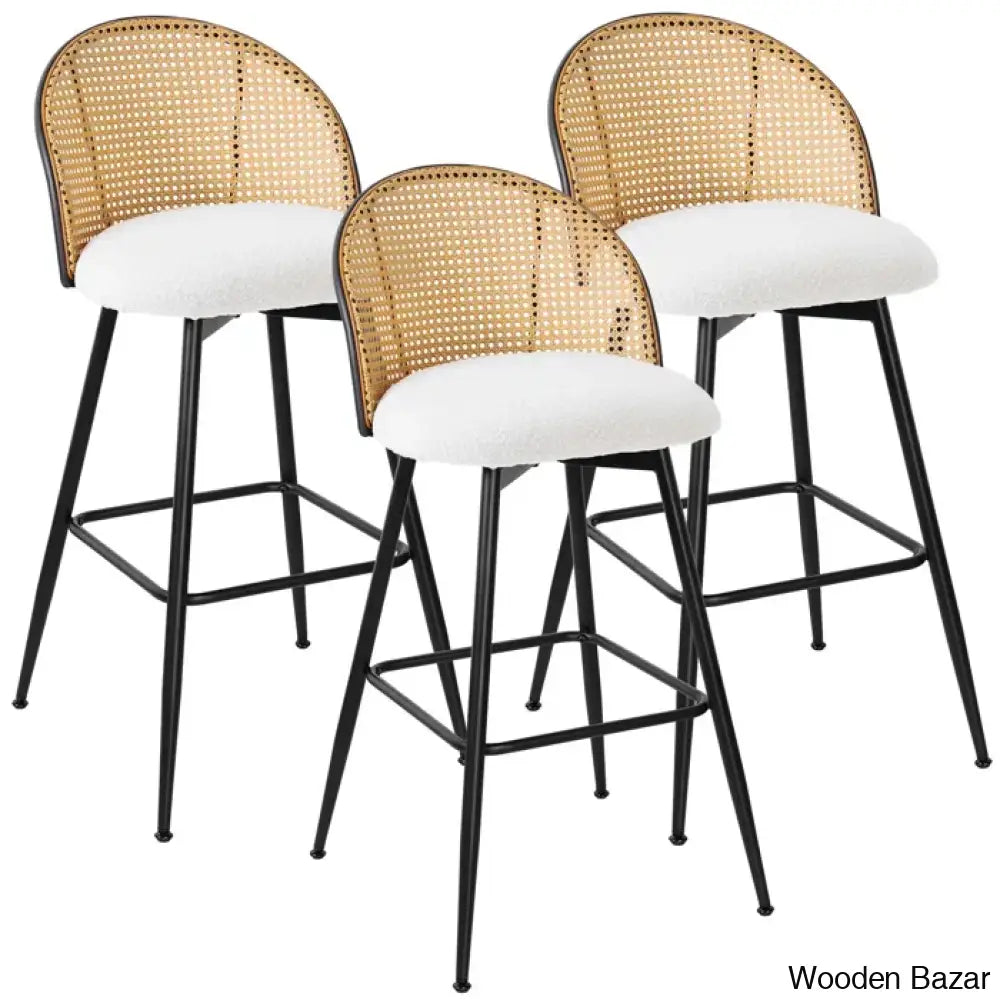 Ayidenc Swivel Boucle Upholstered Counter & Bar Stool (Set Of 3)