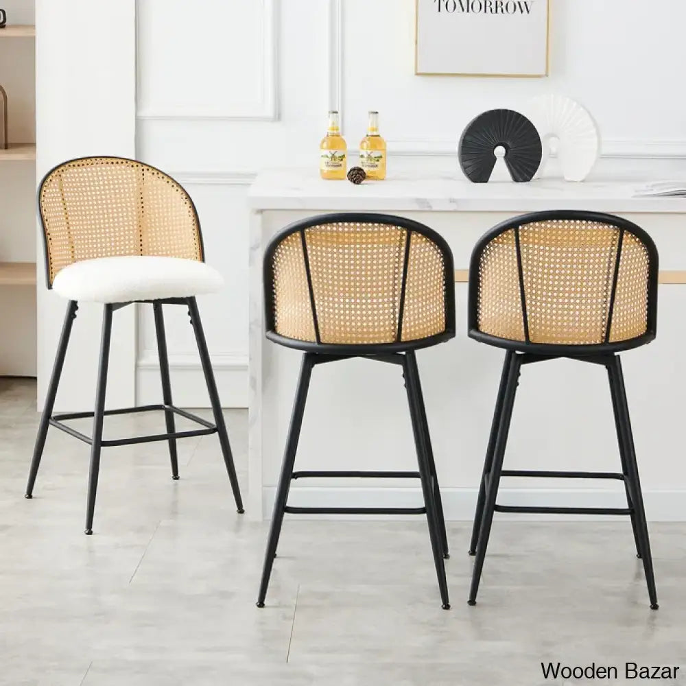 Ayidenc Swivel Boucle Upholstered Counter & Bar Stool (Set Of 3)