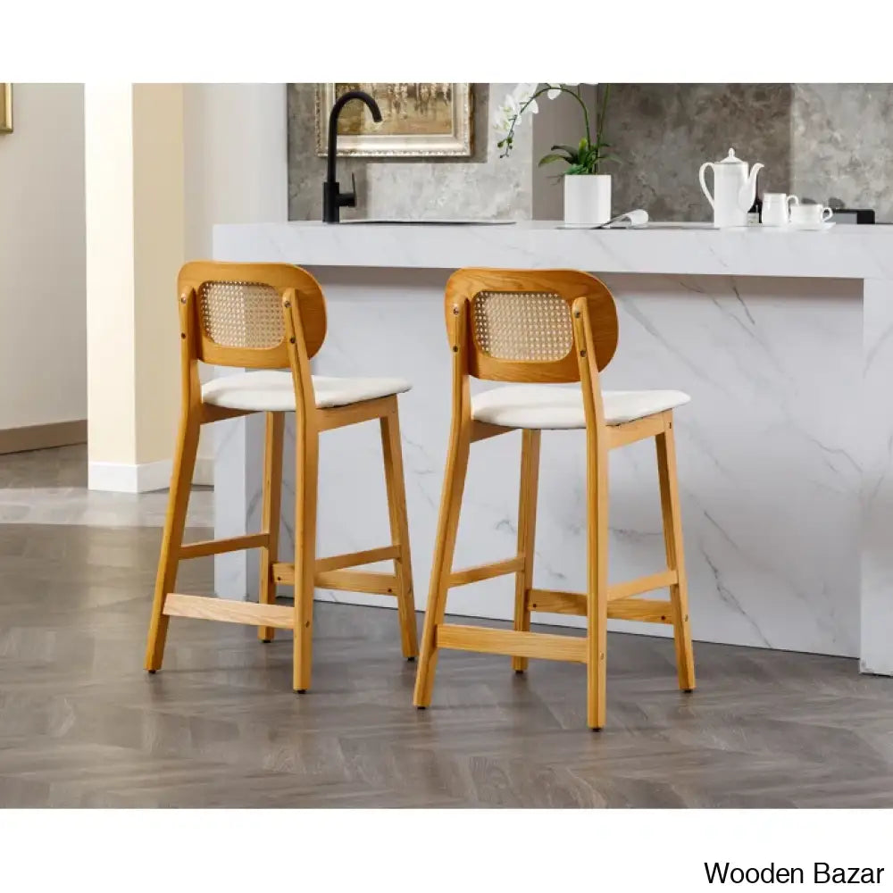 Azaraho Swivel Solid Wood 25.5’’ Counter And Bar Stool (Set Of 2)