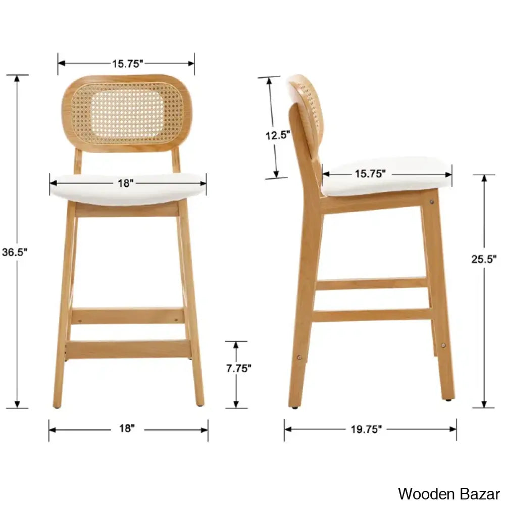 Azaraho Swivel Solid Wood 25.5’’ Counter And Bar Stool (Set Of 2)