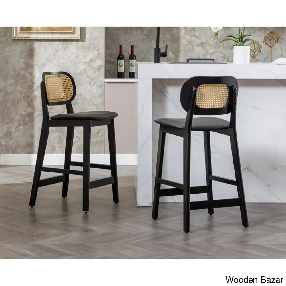 Azaraho Swivel Solid Wood 25.5’’ Counter And Bar Stool (Set Of 2)