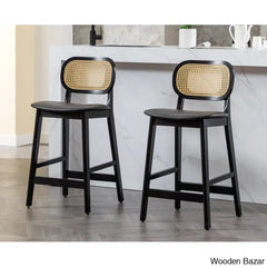 Azaraho Swivel Solid Wood 25.5’’ Counter And Bar Stool (Set Of 2)