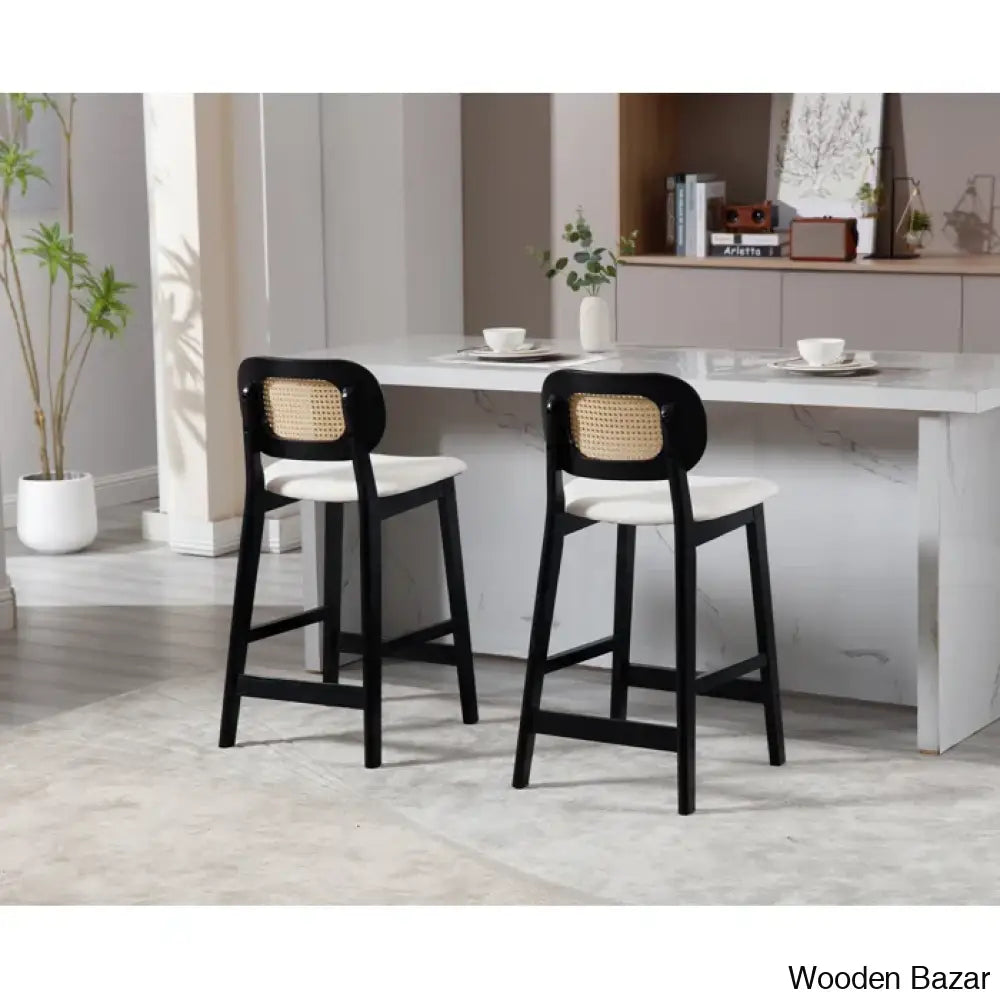 Azaraho Swivel Solid Wood 25.5’’ Counter And Bar Stool (Set Of 2)