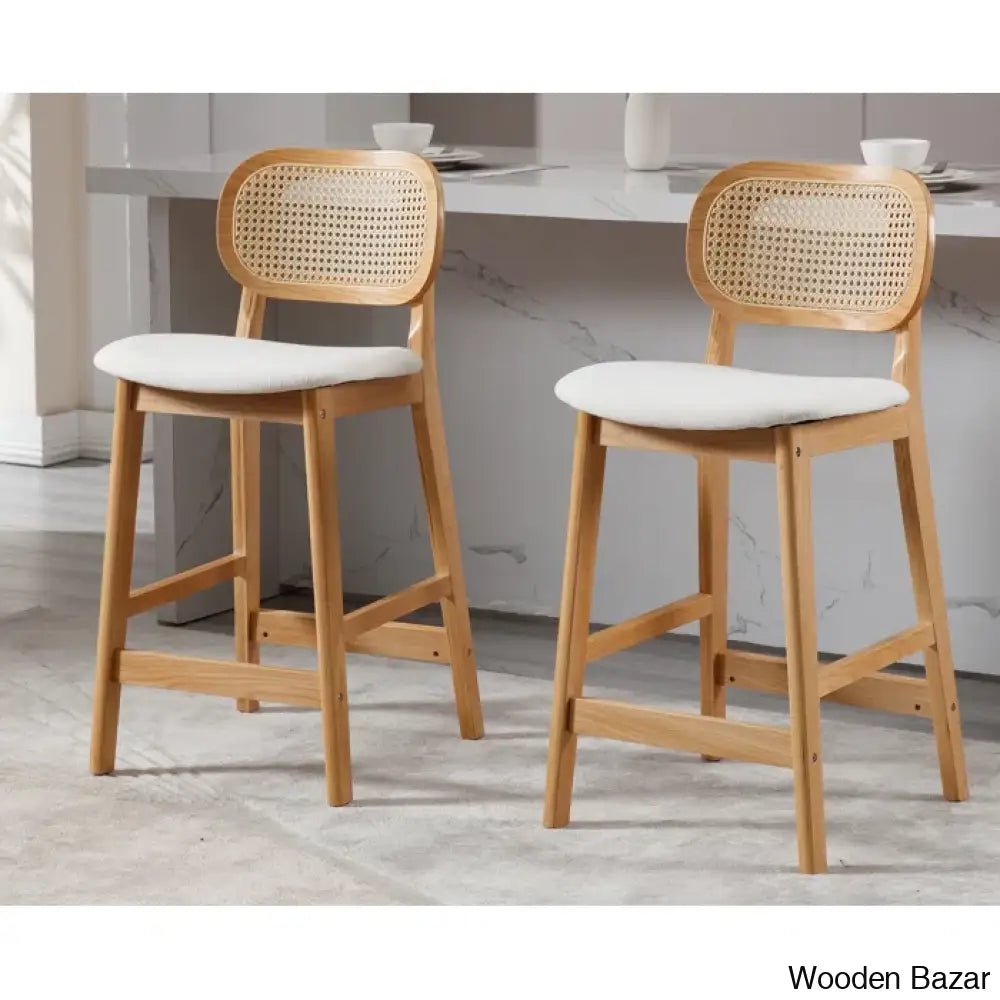 Azaraho Swivel Solid Wood 25.5’’ Counter And Bar Stool (Set Of 2)