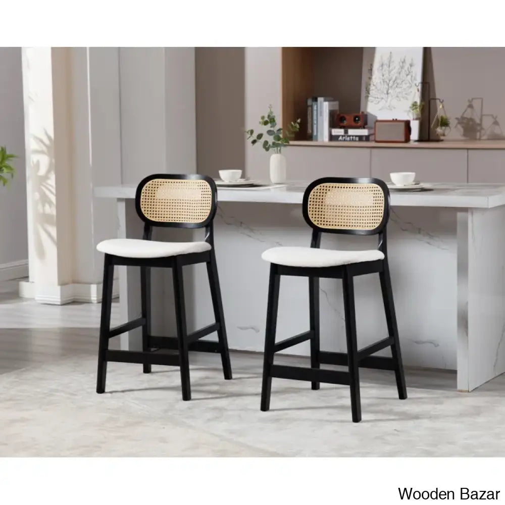 Azaraho Swivel Solid Wood 25.5’’ Counter And Bar Stool (Set Of 2)