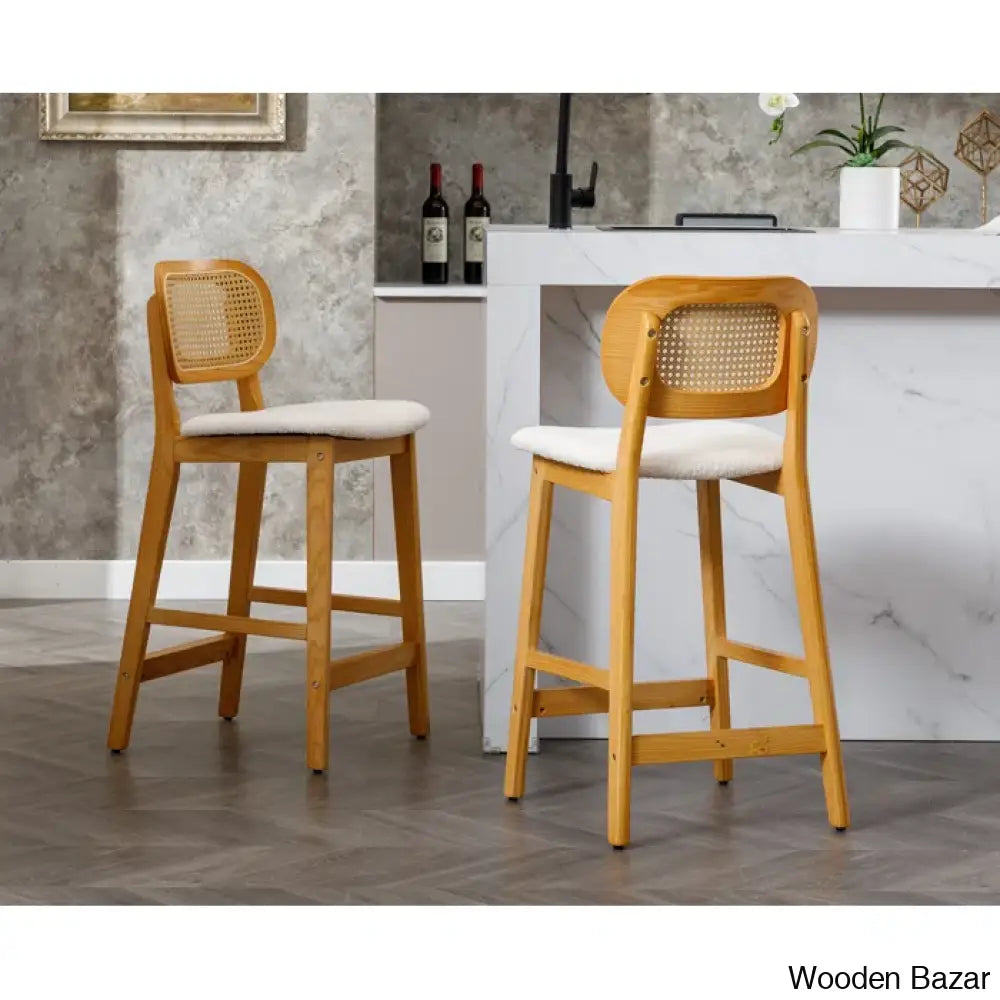 Azaraho Swivel Solid Wood 25.5’’ Counter And Bar Stool (Set Of 2)