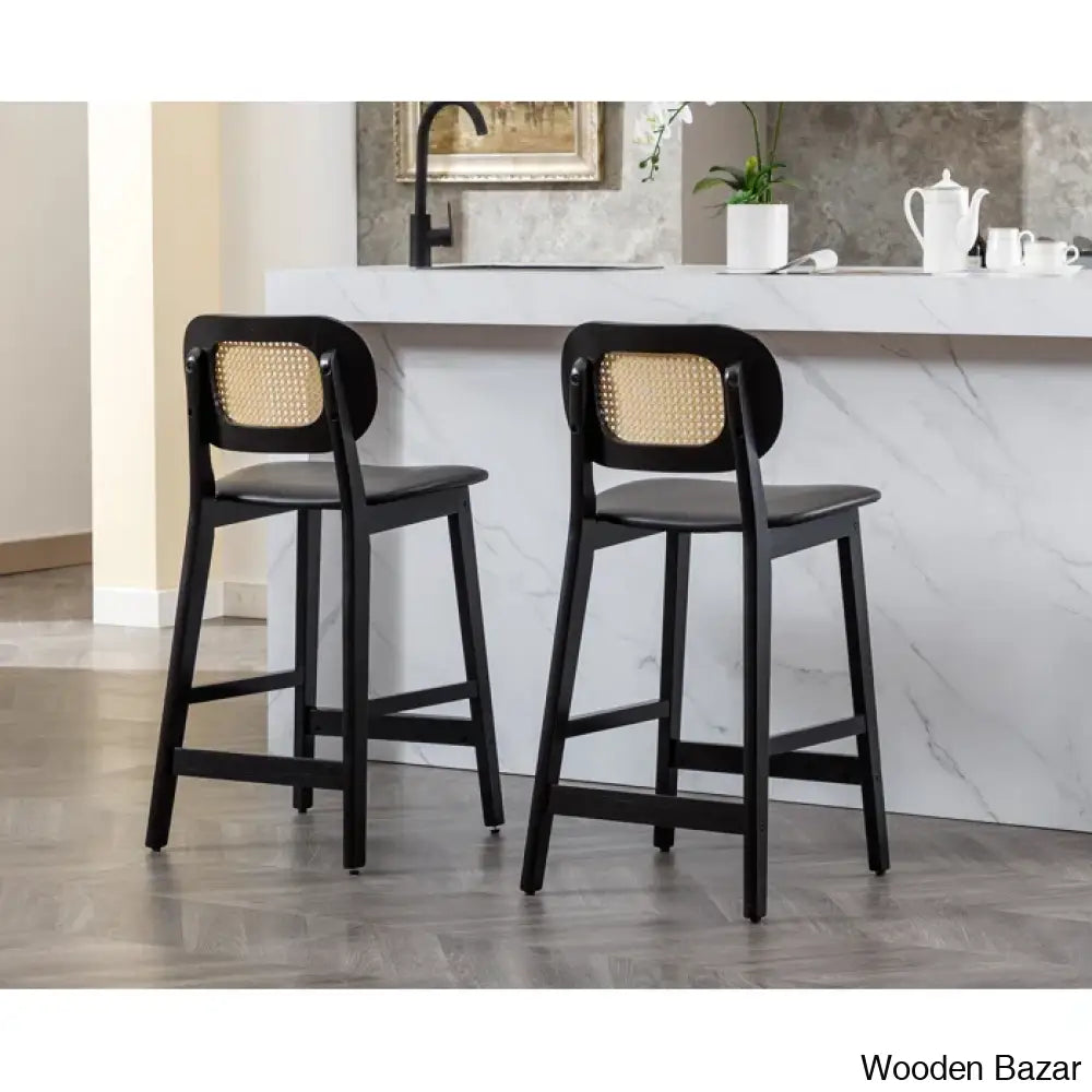 Azaraho Swivel Solid Wood 25.5’’ Counter And Bar Stool (Set Of 2)