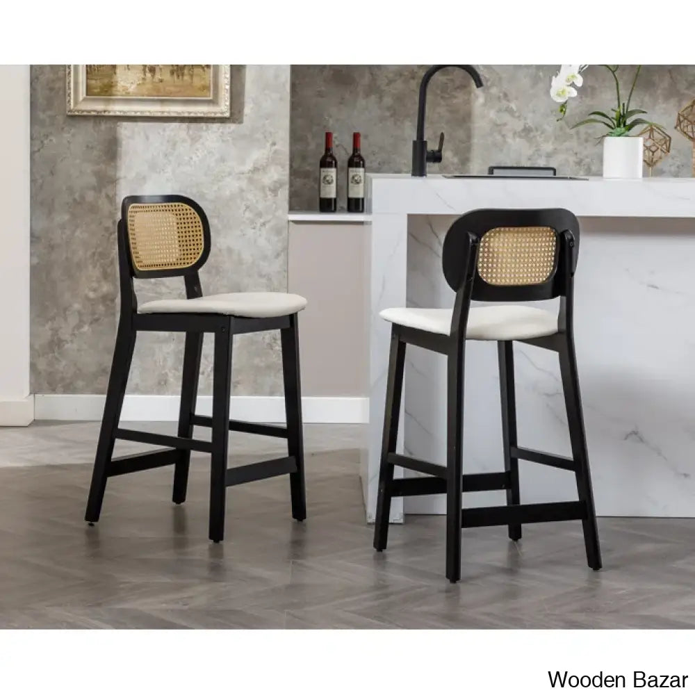 Azaraho Swivel Solid Wood 25.5’’ Counter And Bar Stool (Set Of 2)