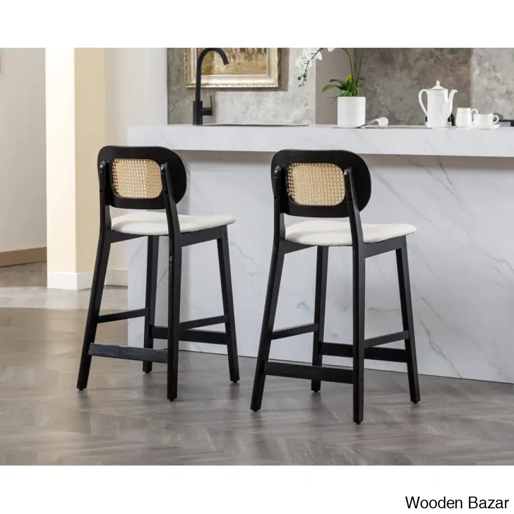 Azaraho Swivel Solid Wood 25.5’’ Counter And Bar Stool (Set Of 2)