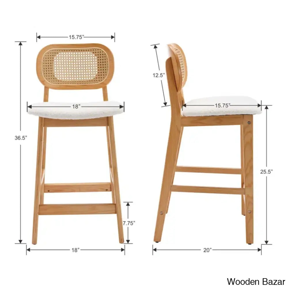 Azaraho Swivel Solid Wood 25.5’’ Counter And Bar Stool (Set Of 2)