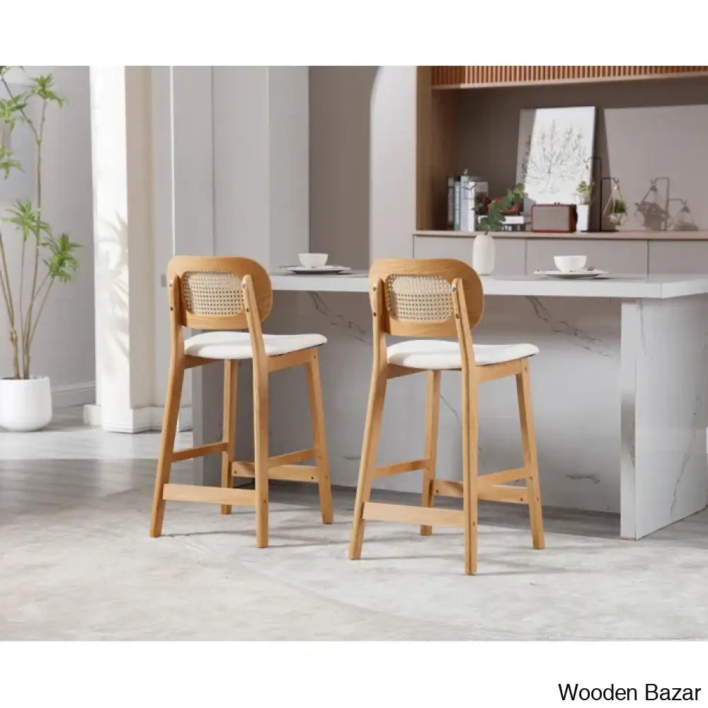 Azaraho Swivel Solid Wood 25.5’’ Counter And Bar Stool (Set Of 2)