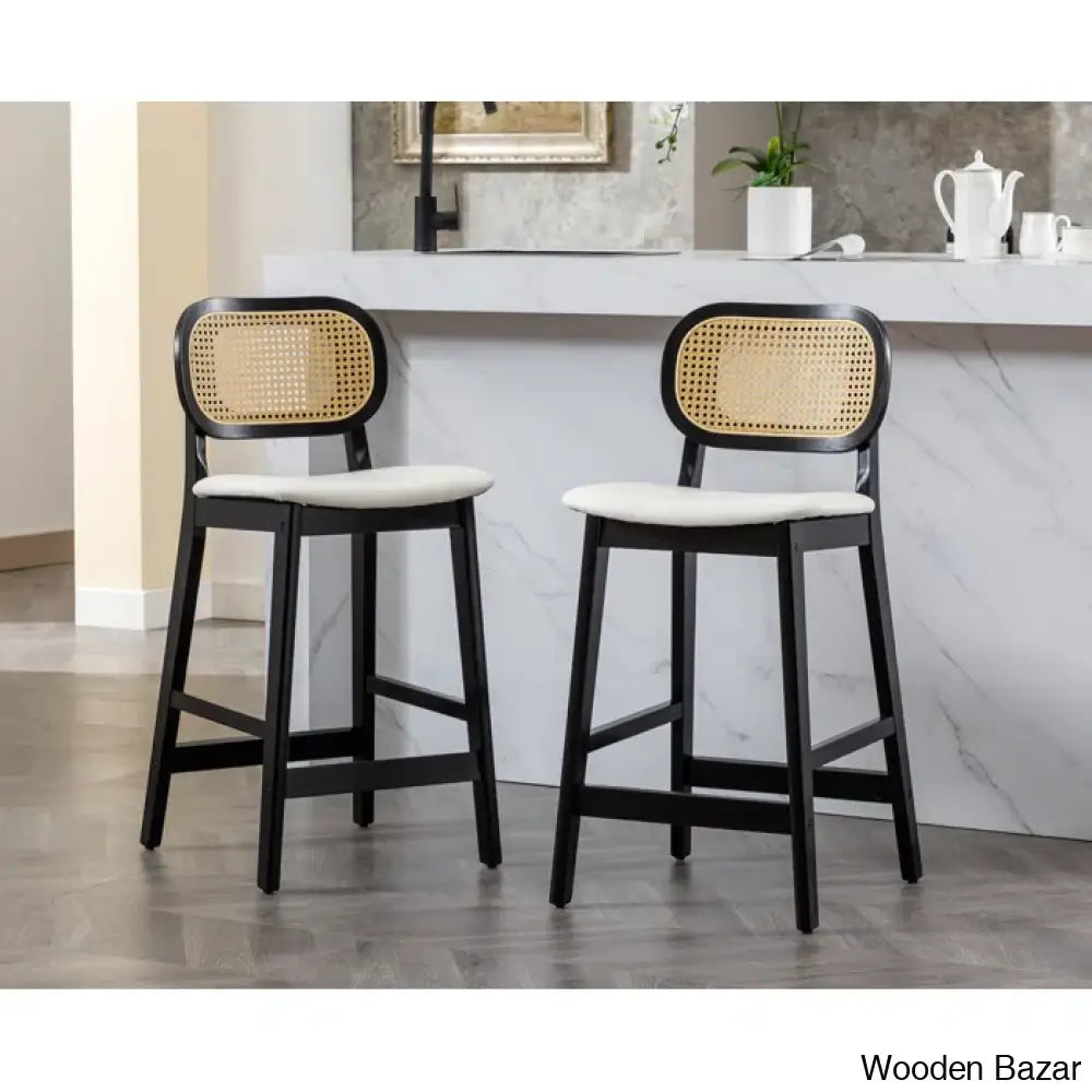 Azaraho Swivel Solid Wood 25.5’’ Counter And Bar Stool (Set Of 2)