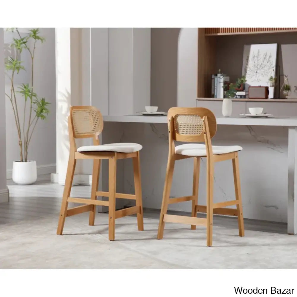 Azaraho Swivel Solid Wood 25.5’’ Counter And Bar Stool (Set Of 2)