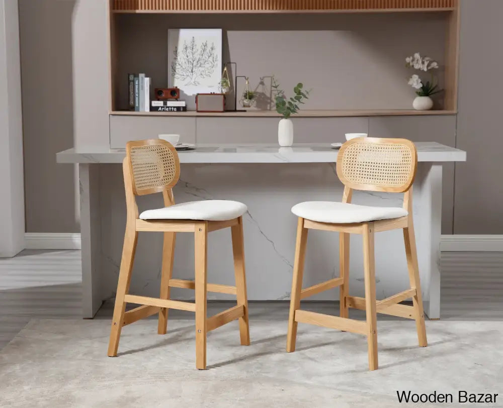 Azaraho Swivel Solid Wood 25.5’’ Counter And Bar Stool (Set Of 2)