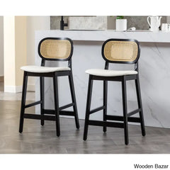 Azaraho Swivel Solid Wood 25.5’’ Counter And Bar Stool (Set Of 2)