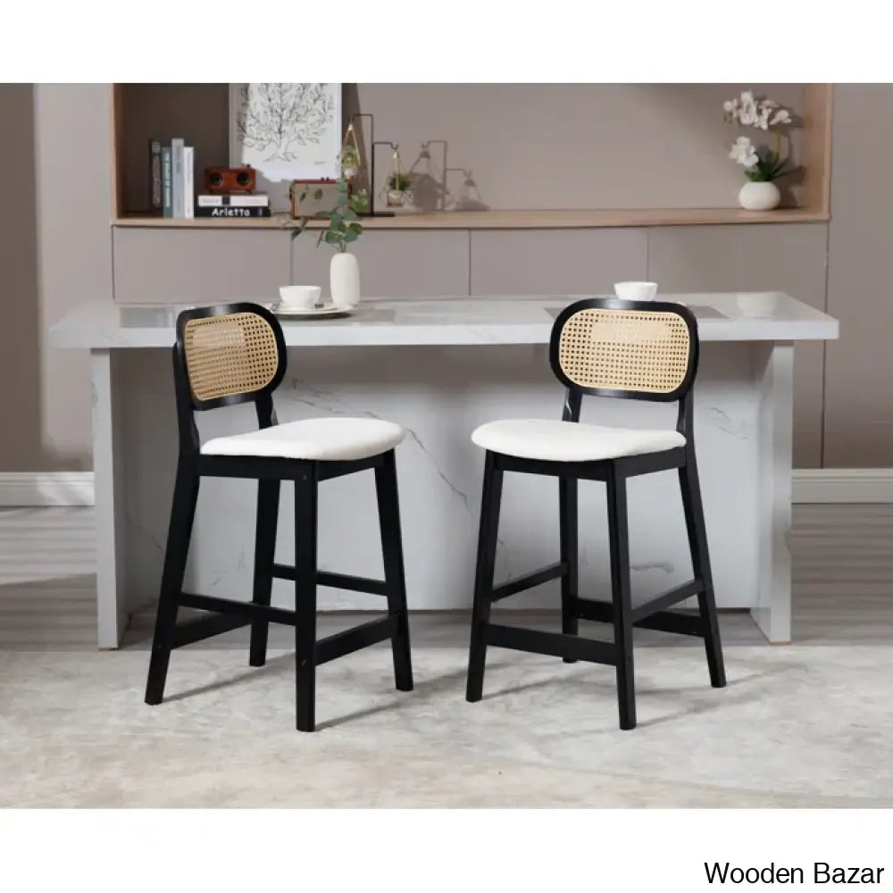 Azaraho Swivel Solid Wood 25.5’’ Counter And Bar Stool (Set Of 2)