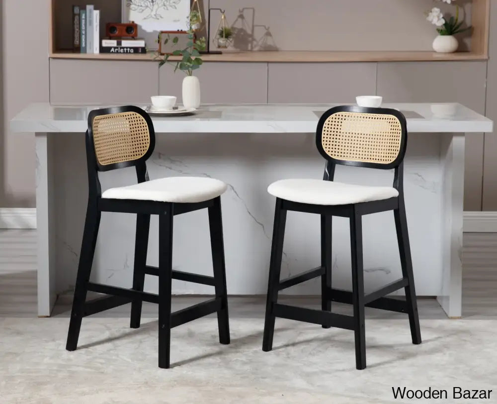 Azaraho Swivel Solid Wood 25.5’’ Counter And Bar Stool (Set Of 2)