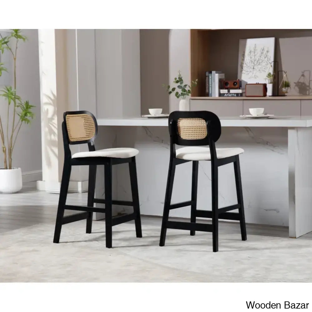 Azaraho Swivel Solid Wood 25.5’’ Counter And Bar Stool (Set Of 2)