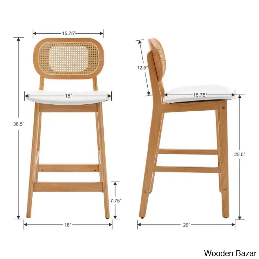 Azaraho Swivel Solid Wood 25.5’’ Counter And Bar Stool (Set Of 2)