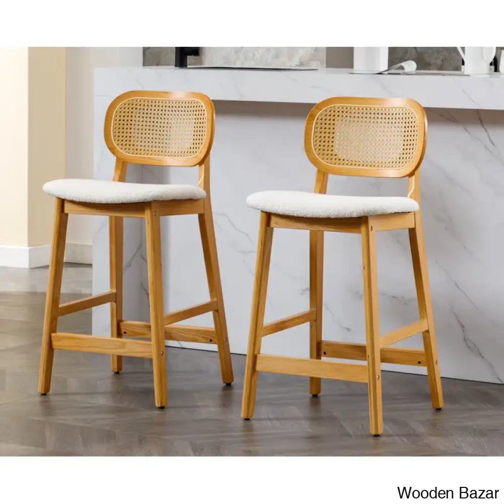 Azaraho Swivel Solid Wood 25.5’’ Counter And Bar Stool (Set Of 2)