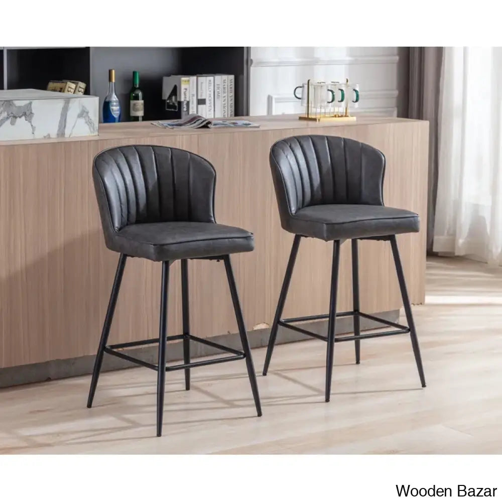 Azarrias Swivel 25.5’’ Counter And Bar Stool (Set Of 2)