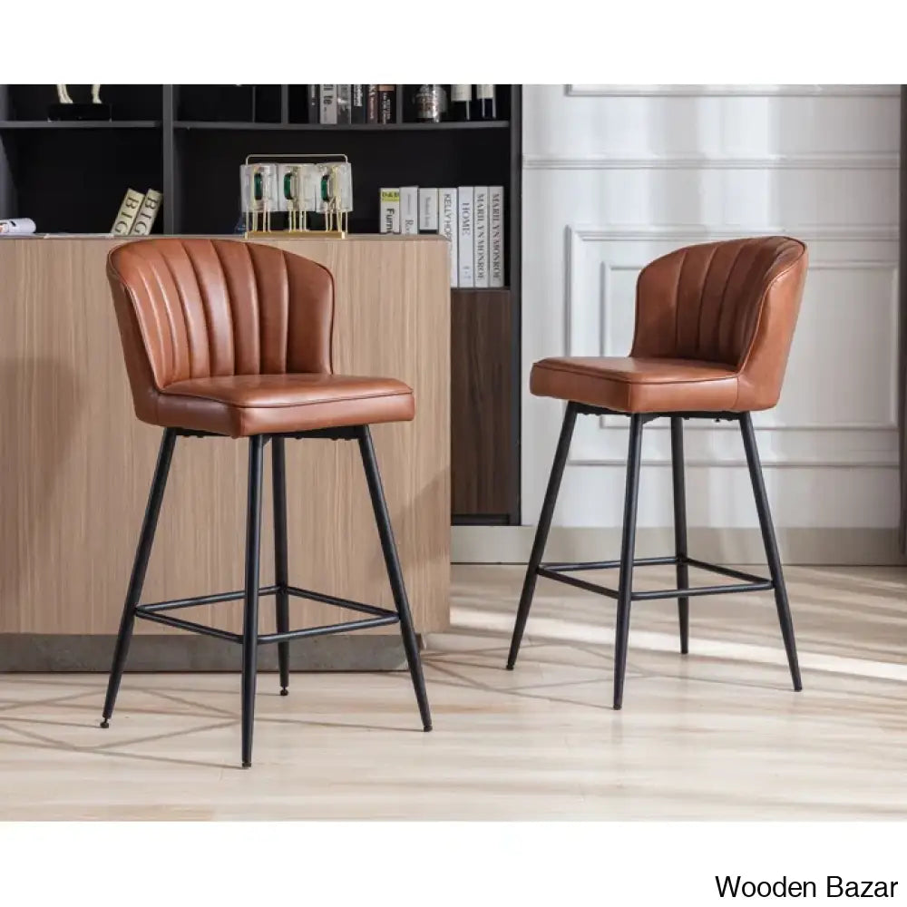 Azarrias Swivel 25.5’’ Counter And Bar Stool (Set Of 2)