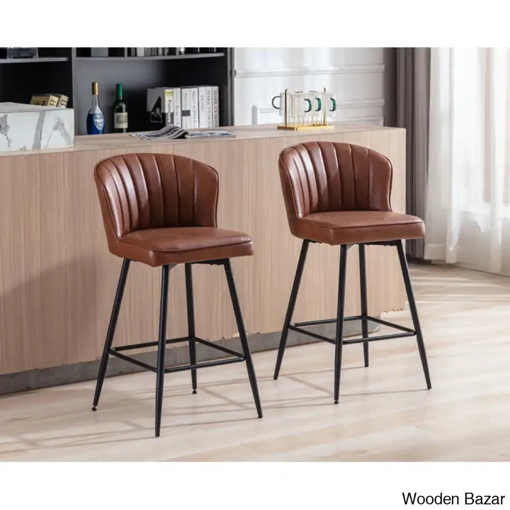 Azarrias Swivel 25.5’’ Counter And Bar Stool (Set Of 2) Brown