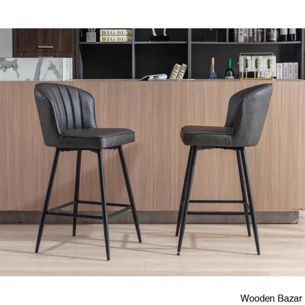 Azarrias Swivel 25.5’’ Counter And Bar Stool (Set Of 2) Gray