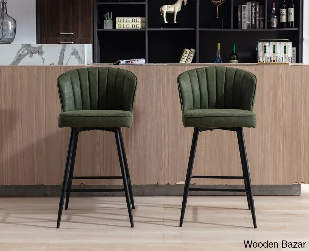 Azarrias Swivel 25.5’’ Counter And Bar Stool (Set Of 2) Green