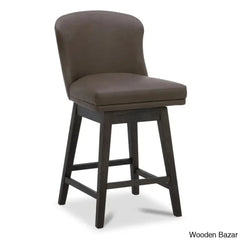 Azenaz Swivel 26’’ Counter And Bar Stool (Set Of 2) Light Brown / Faux Leather-Chocolate
