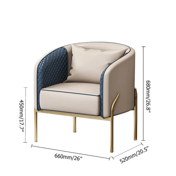 Modern Accent Chair Tufted Upholstered PU Leather Accent Chair in Gold ...