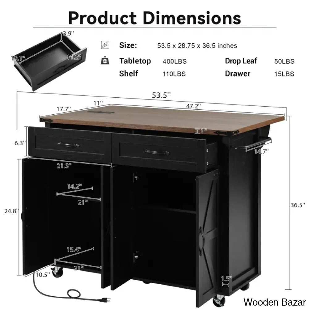 Babajide Wood Kitchen Cart Trolley Cart Cabinet Kitchen Island With Storage