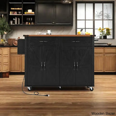 Babajide Wood Kitchen Cart Trolley Cart Cabinet Kitchen Island With Storage