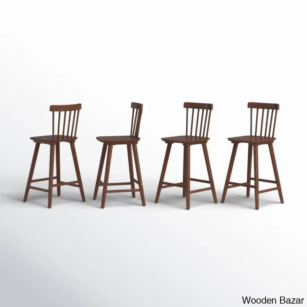 Baggetto Swivel Solid Wood Counter And Bar Stool