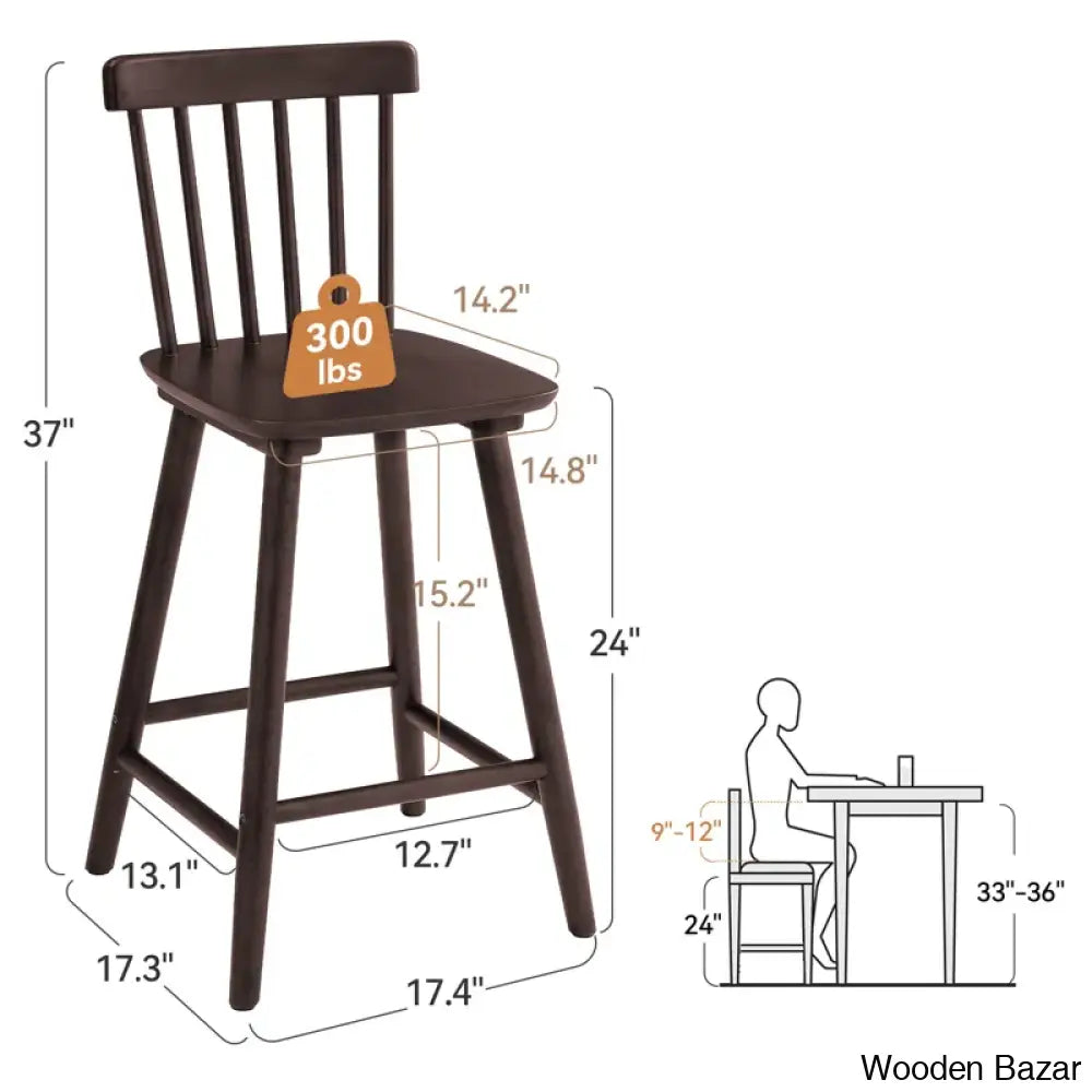 Baggetto Swivel Solid Wood Counter And Bar Stool