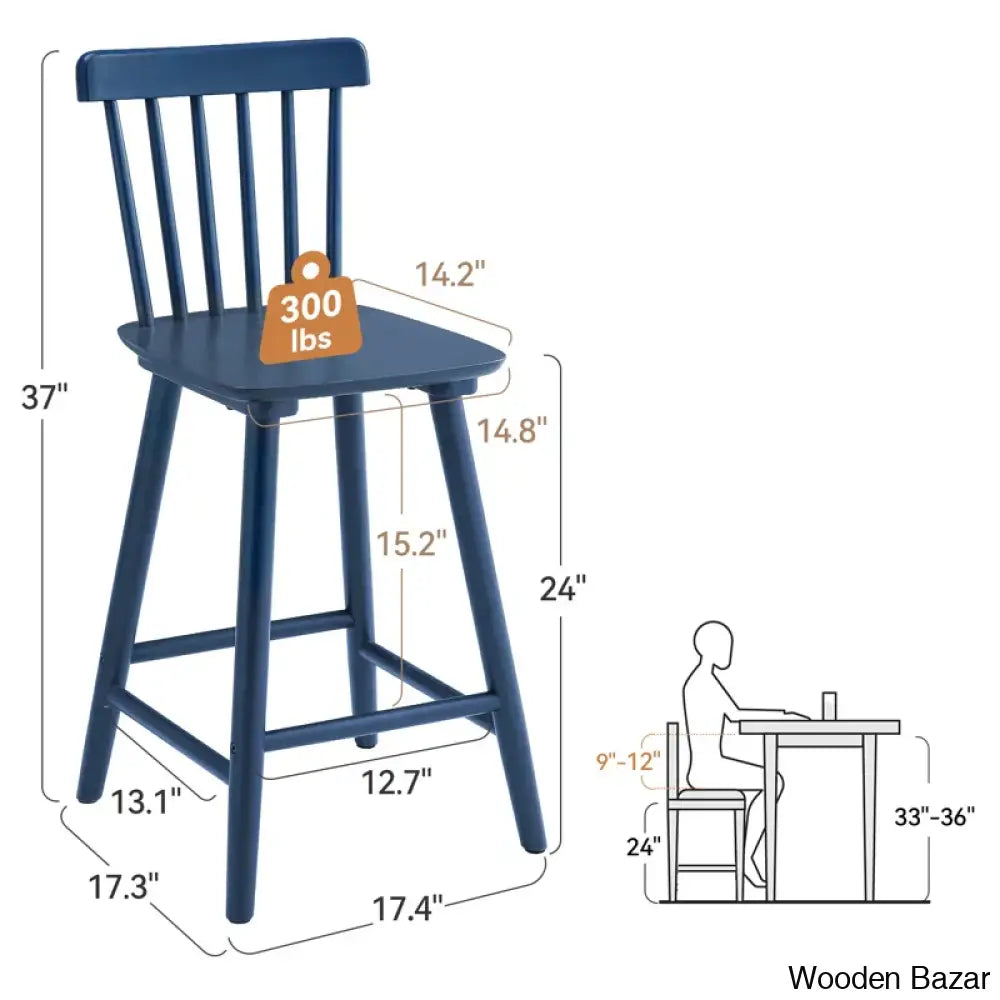 Baggetto Swivel Solid Wood Counter And Bar Stool