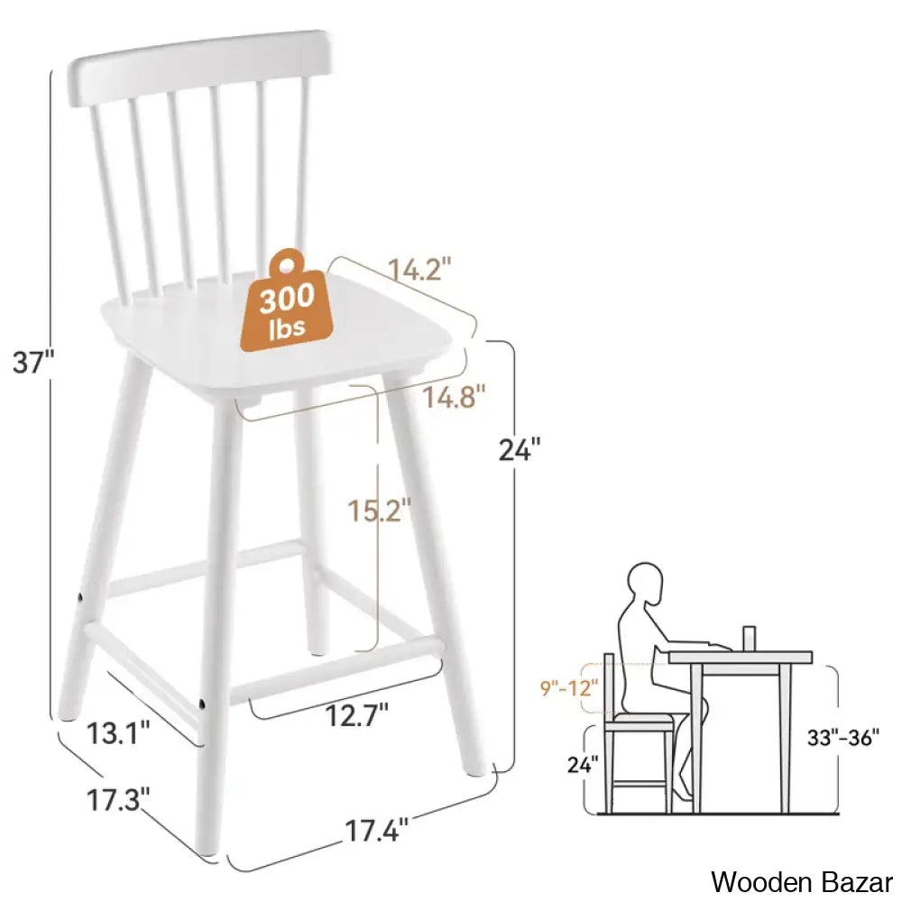 Baggetto Swivel Solid Wood Counter And Bar Stool