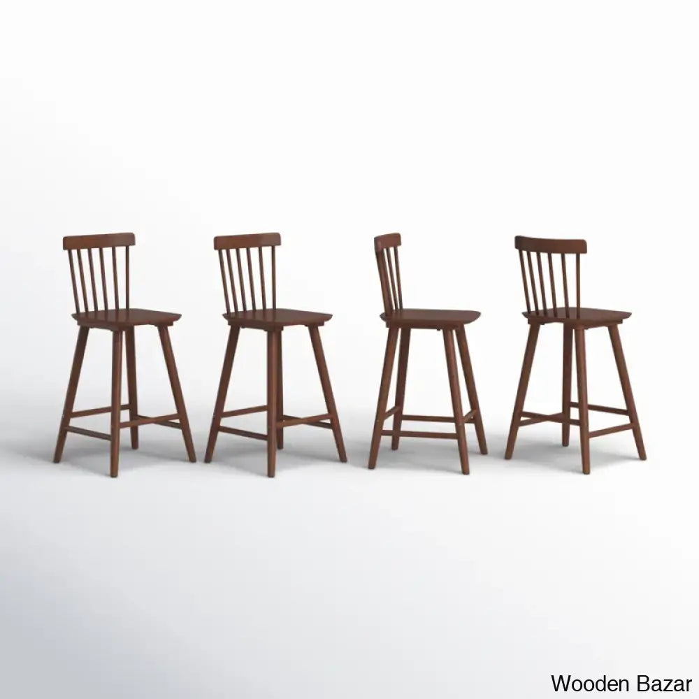 Baggetto Swivel Solid Wood Counter And Bar Stool