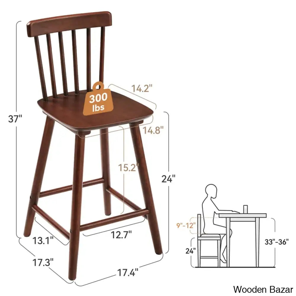 Baggetto Swivel Solid Wood Counter And Bar Stool