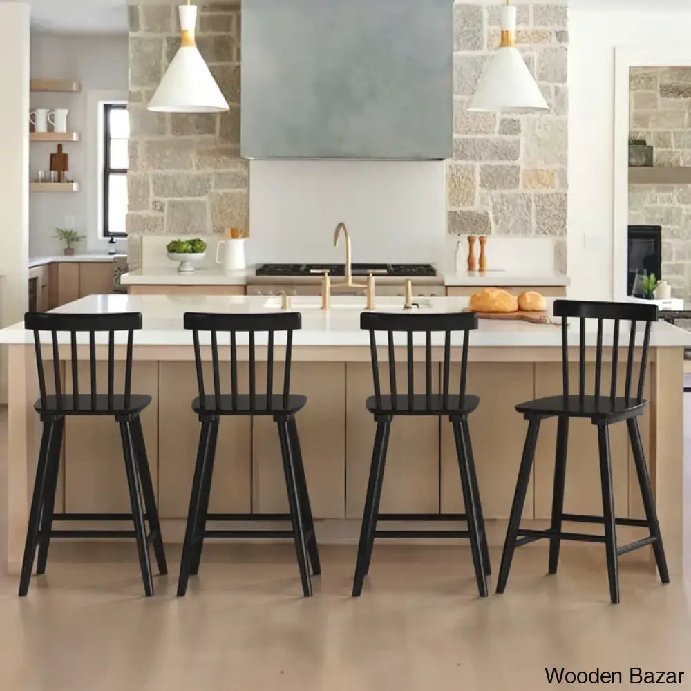 Baggetto Swivel Solid Wood Counter And Bar Stool