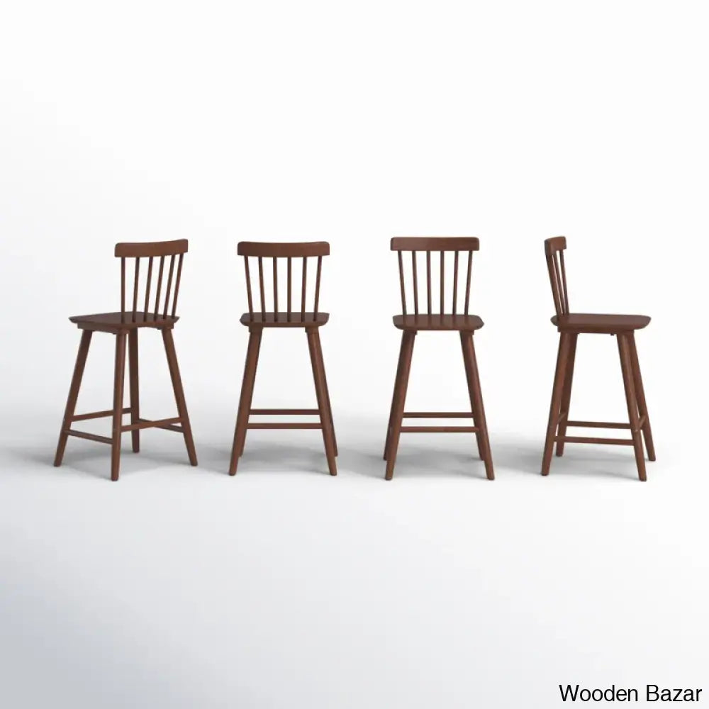 Baggetto Swivel Solid Wood Counter And Bar Stool