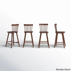 Baggetto Swivel Solid Wood Counter And Bar Stool