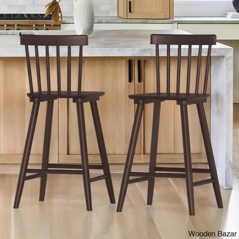 Baggetto Swivel Solid Wood Counter And Bar Stool