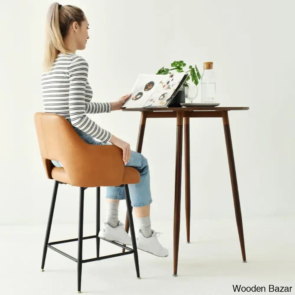 Balbonaz Upholstered Counter Stool With Arms