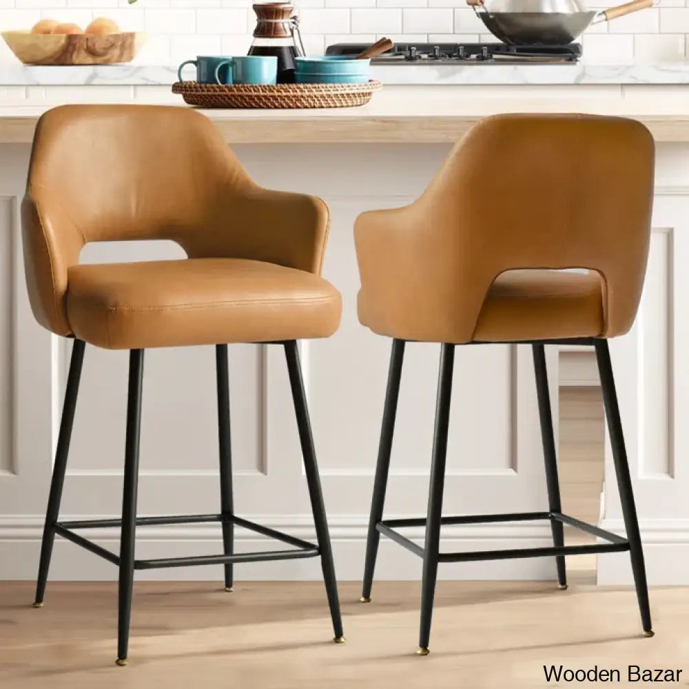 Balbonaz Upholstered Counter Stool With Arms