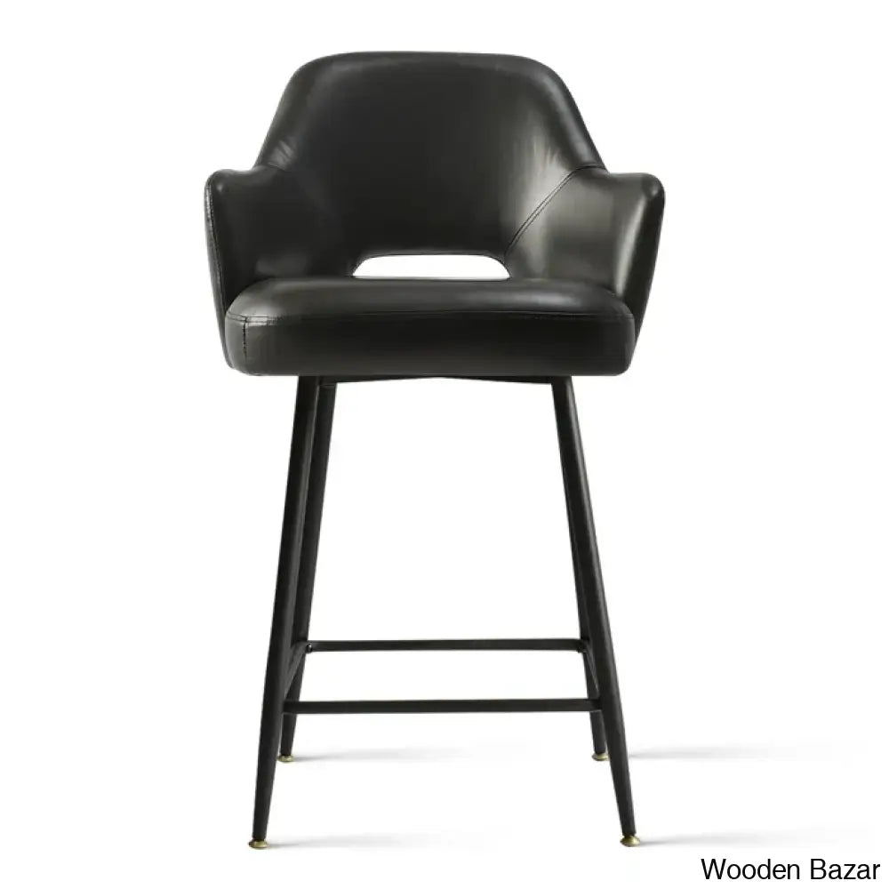 Balbonaz Upholstered Counter Stool With Arms Black / 1 Piece