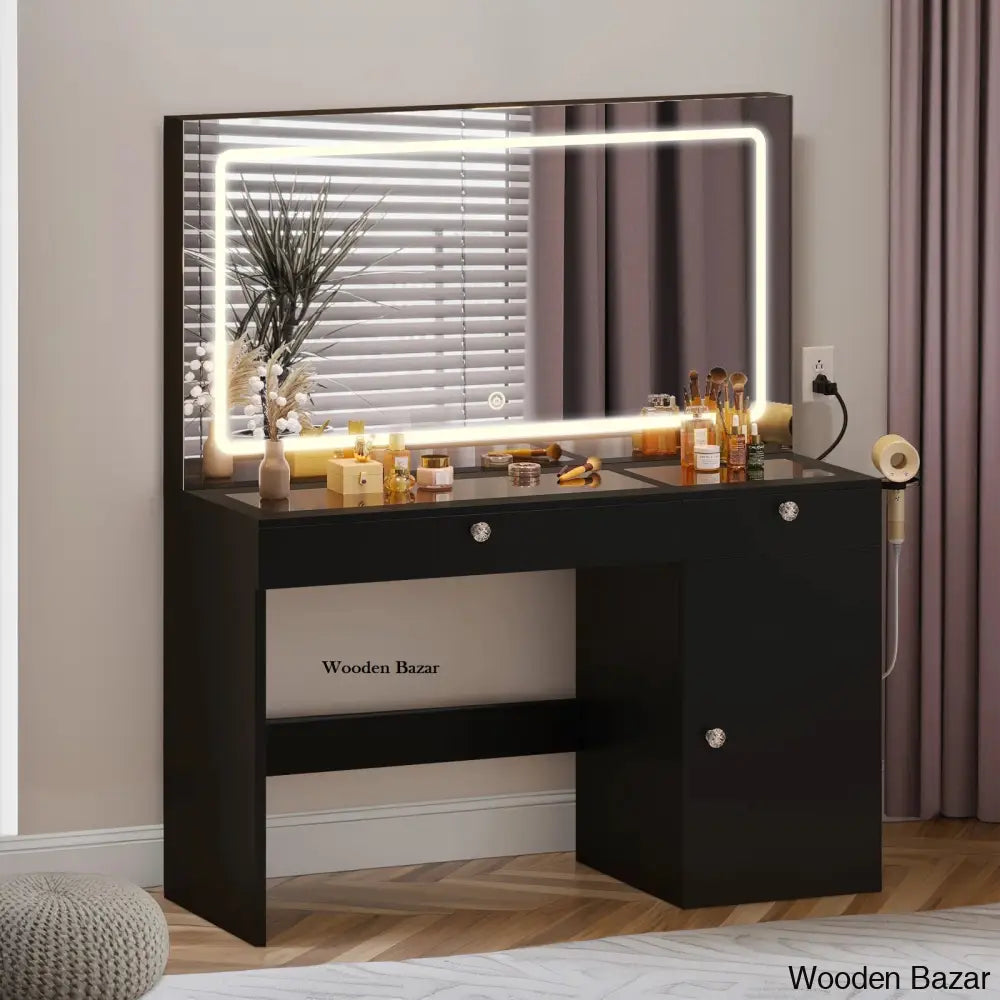 Balconera 47’’ Vanity Dressing Table With Led Light Mirror & Power Outlets