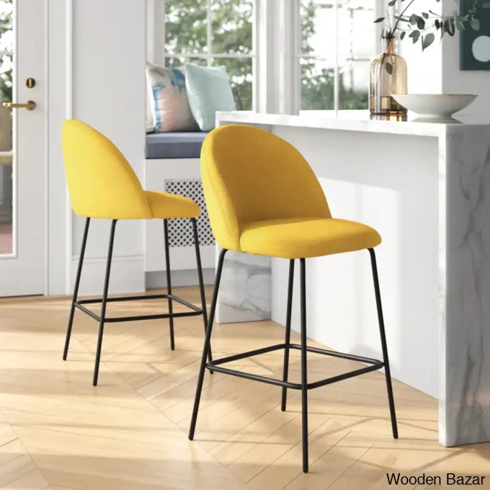 Ballancen Upholstered 25’’ Counter And Bar Stool Yellow / Double Chair