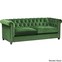 Barbara 3 Seater Chesterfield Velvet Sofa - Wooden Bazar