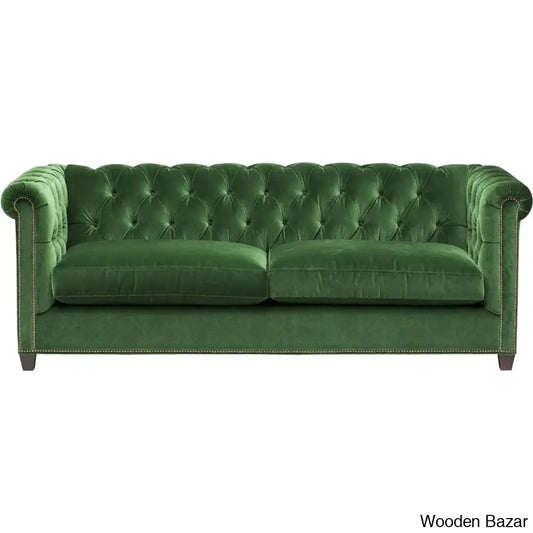 Barbara 3 Seater Chesterfield Velvet Sofa - Wooden Bazar